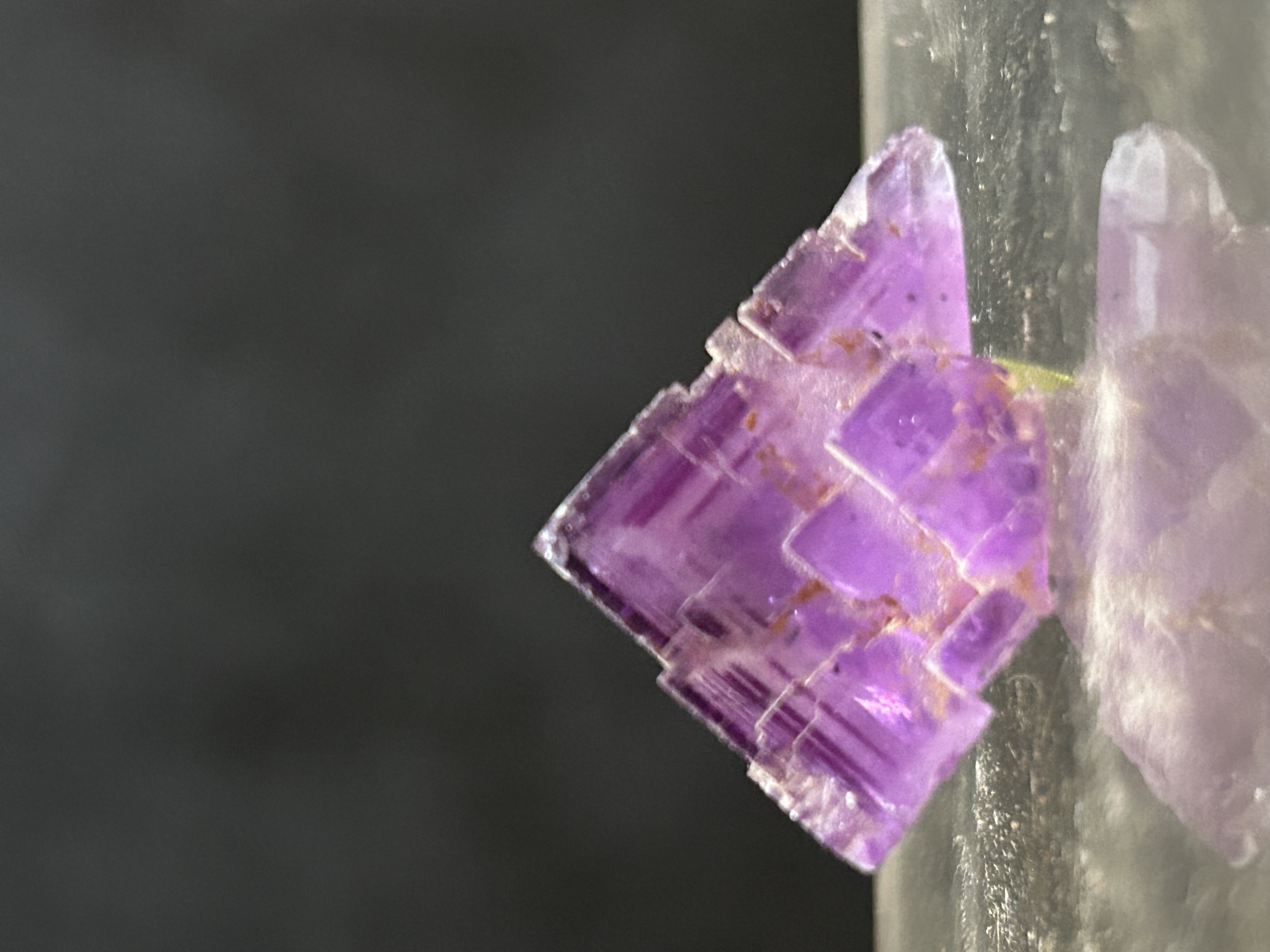 Fluorite de Berbes, Berbès, Asturies, Espagne — réf. JMFLBE1 — CaF₂, Halogénures, système cubique, violet, vert, jaune, bleu, incolore, rose, dureté 4 — découvert 2022